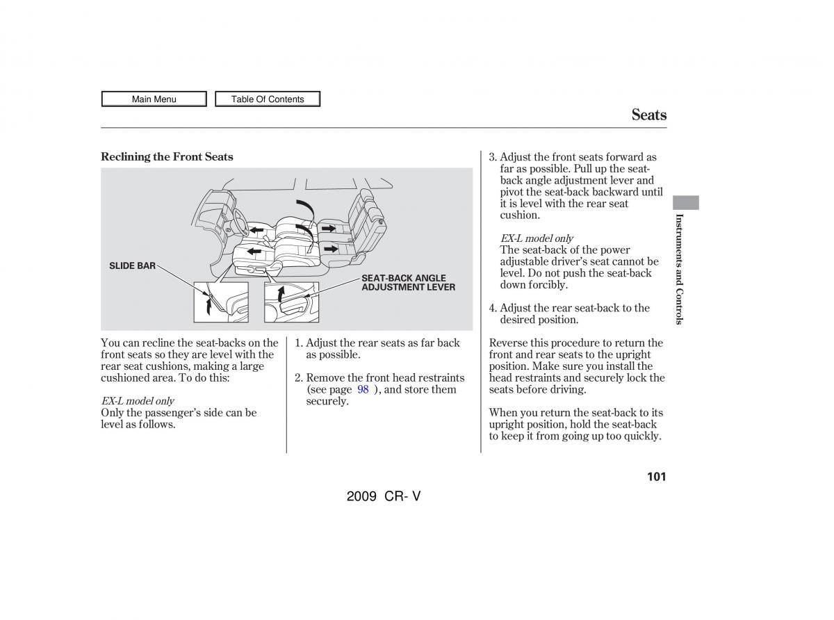 Honda CR V III 3 owners manual / page 105