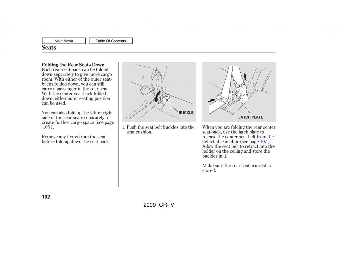 Honda CR V III 3 owners manual / page 106