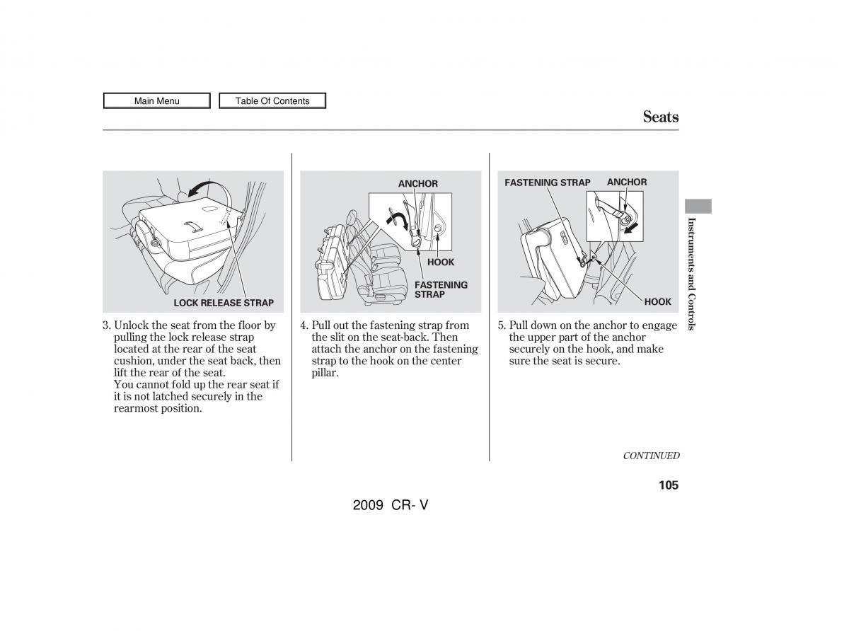 Honda CR V III 3 owners manual / page 109