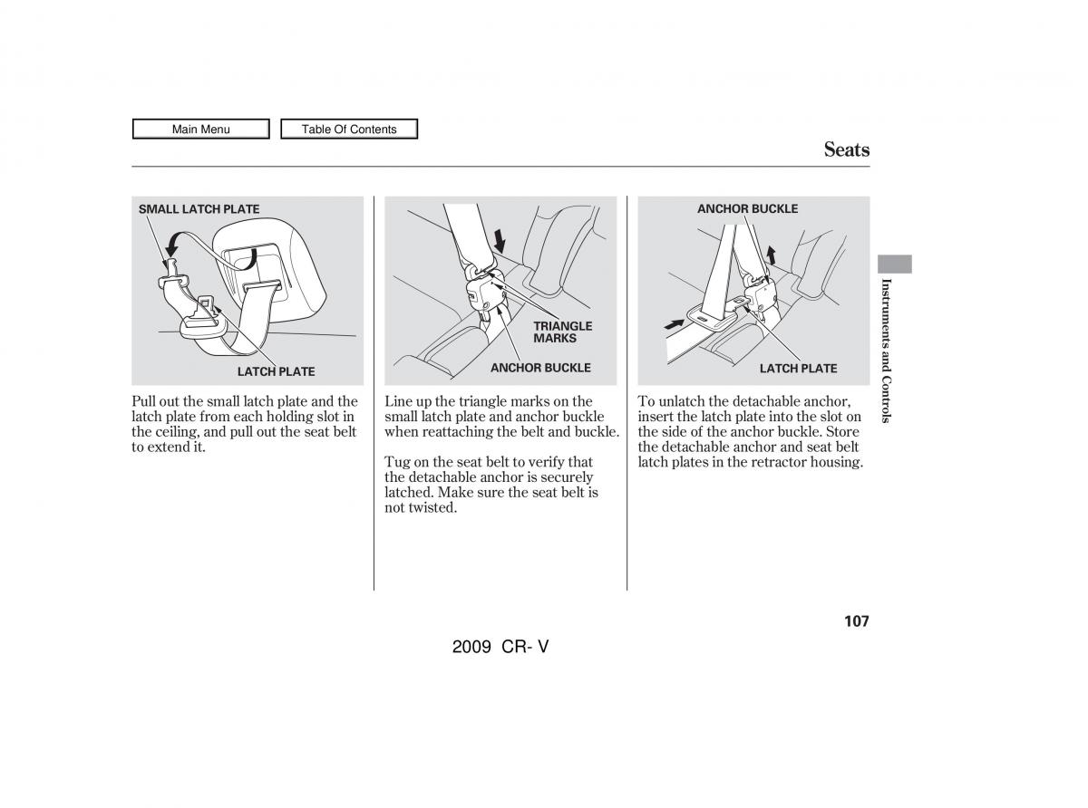 Honda CR V III 3 owners manual / page 111