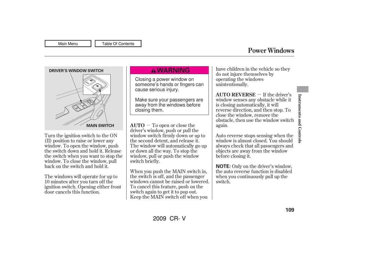 Honda CR V III 3 owners manual / page 113