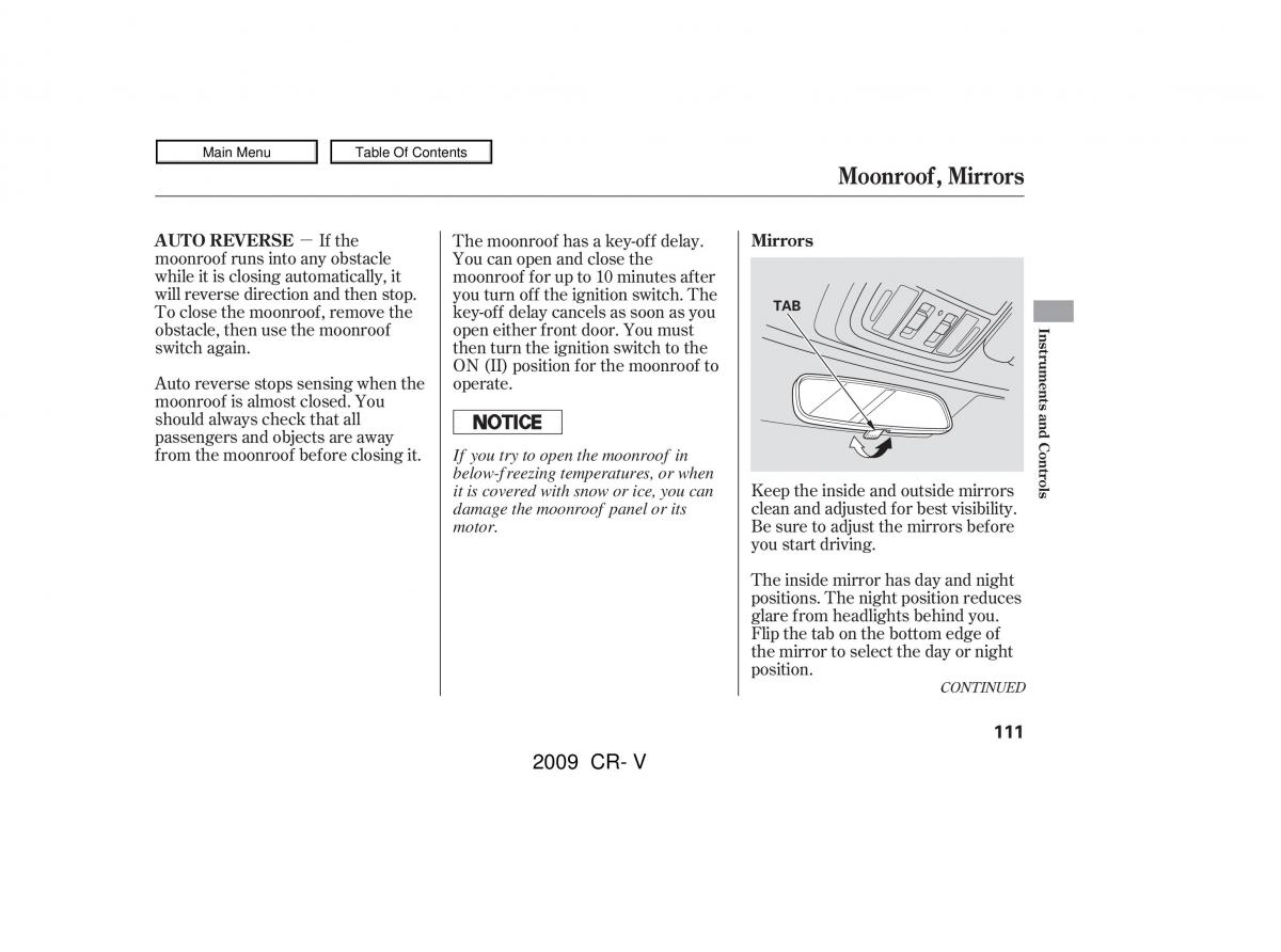 Honda CR V III 3 owners manual / page 115