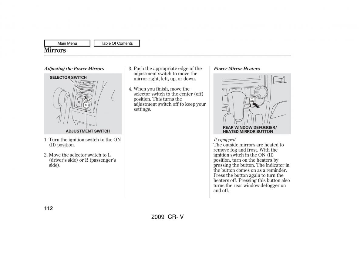 Honda CR V III 3 owners manual / page 116