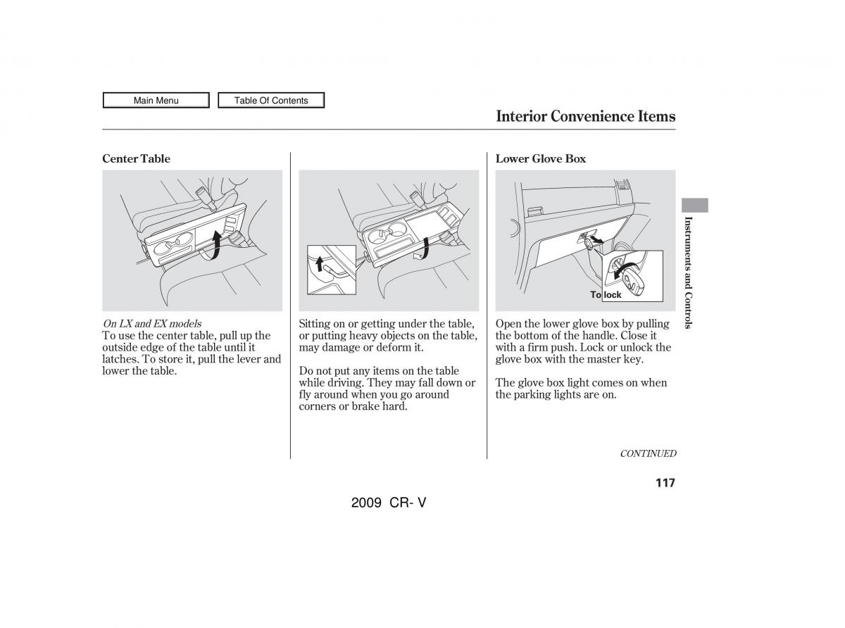 Honda CR V III 3 owners manual / page 121