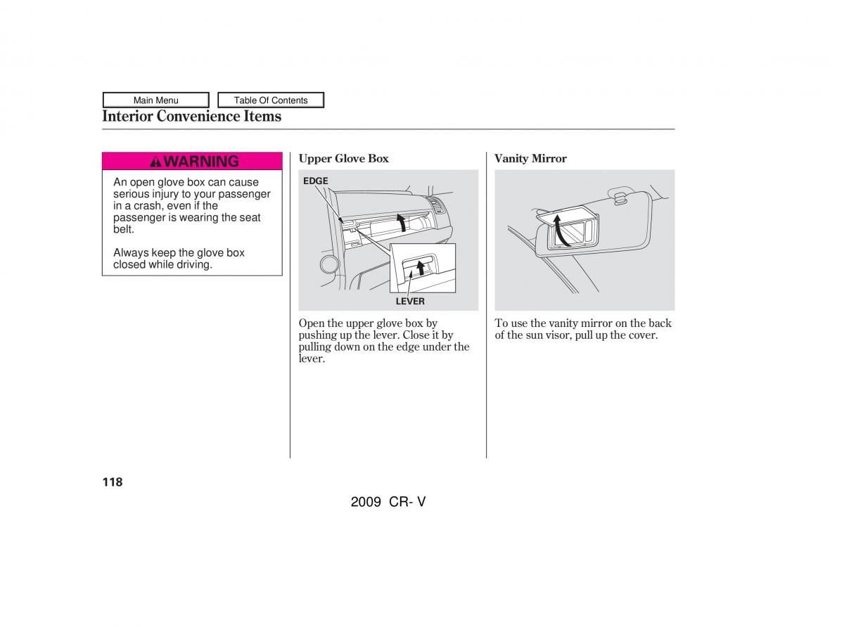 Honda CR V III 3 owners manual / page 122