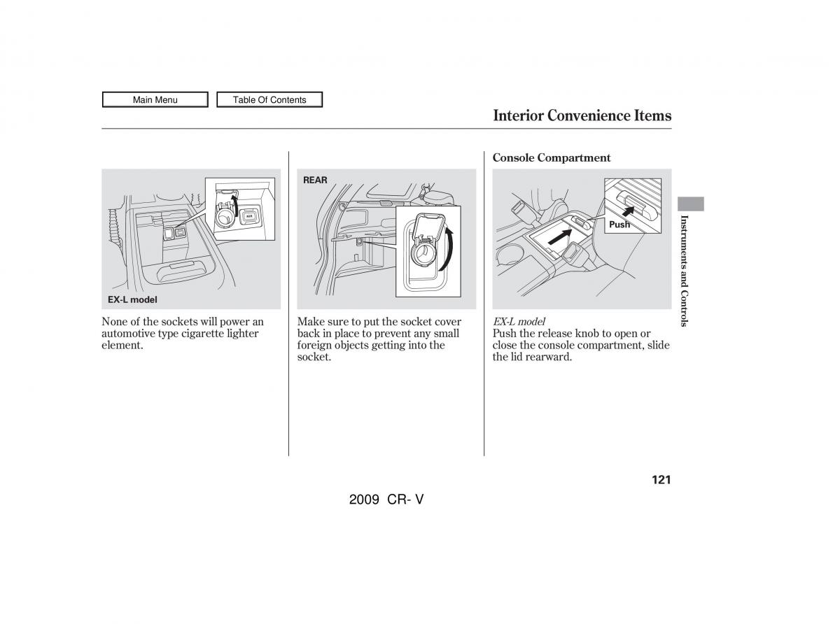 Honda CR V III 3 owners manual / page 125