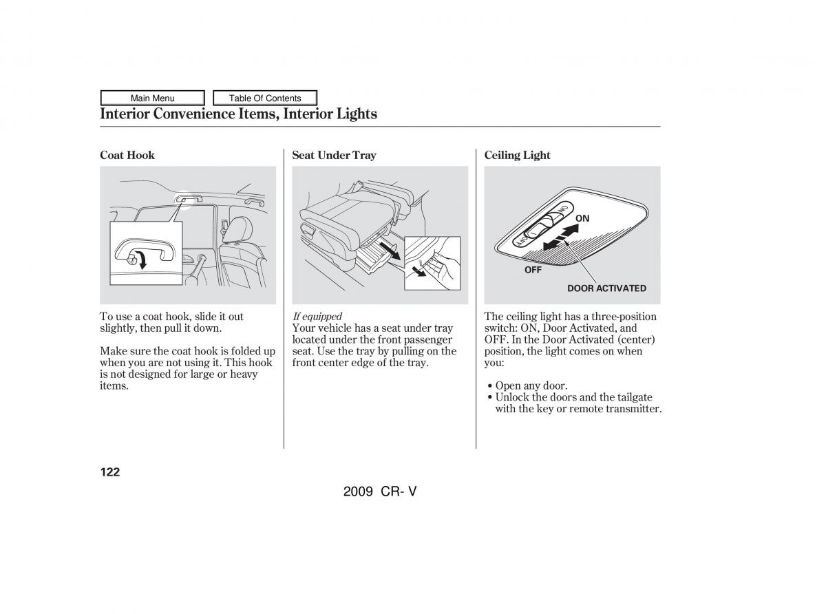 Honda CR V III 3 owners manual / page 126