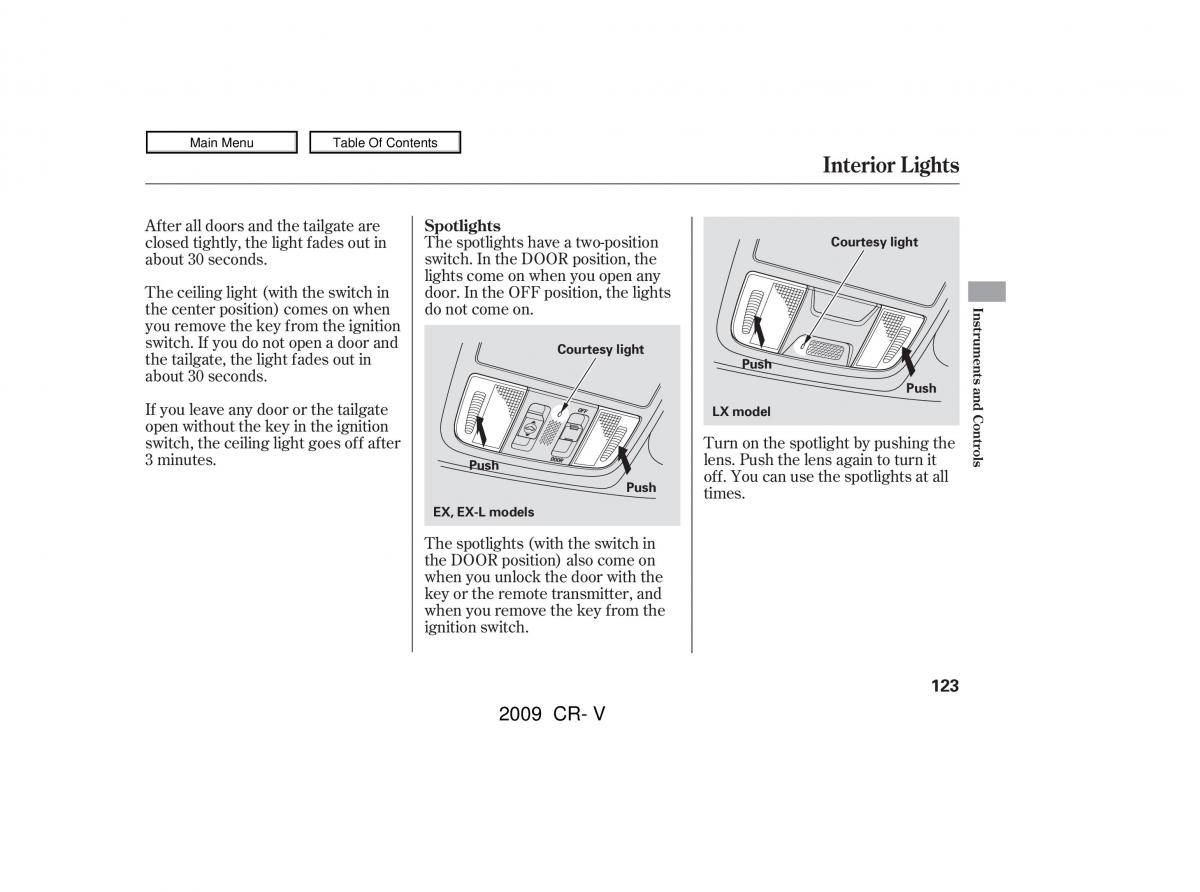 Honda CR V III 3 owners manual / page 127