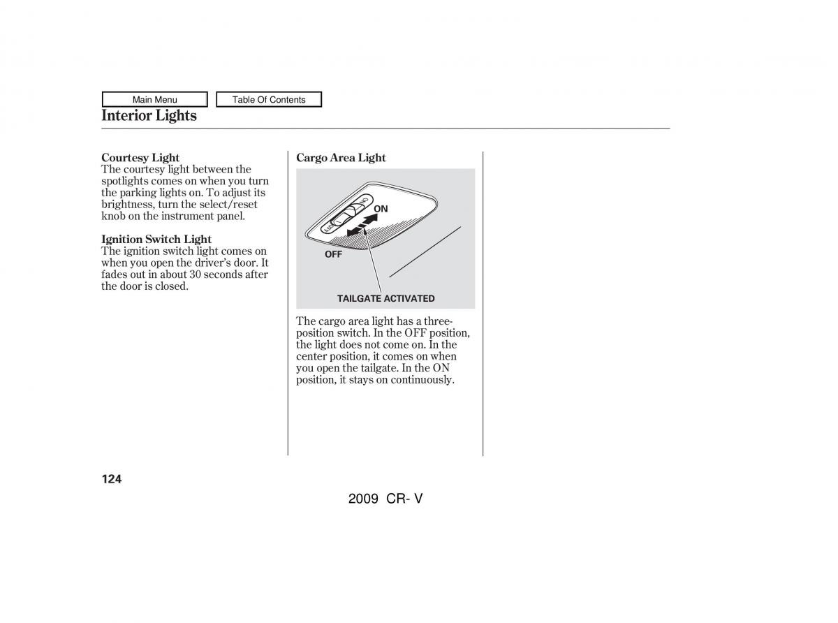 Honda CR V III 3 owners manual / page 128