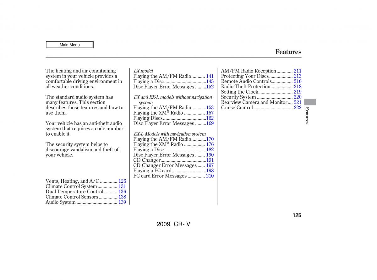 Honda CR V III 3 owners manual / page 129