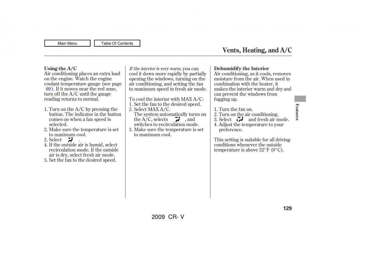 Honda CR V III 3 owners manual / page 133