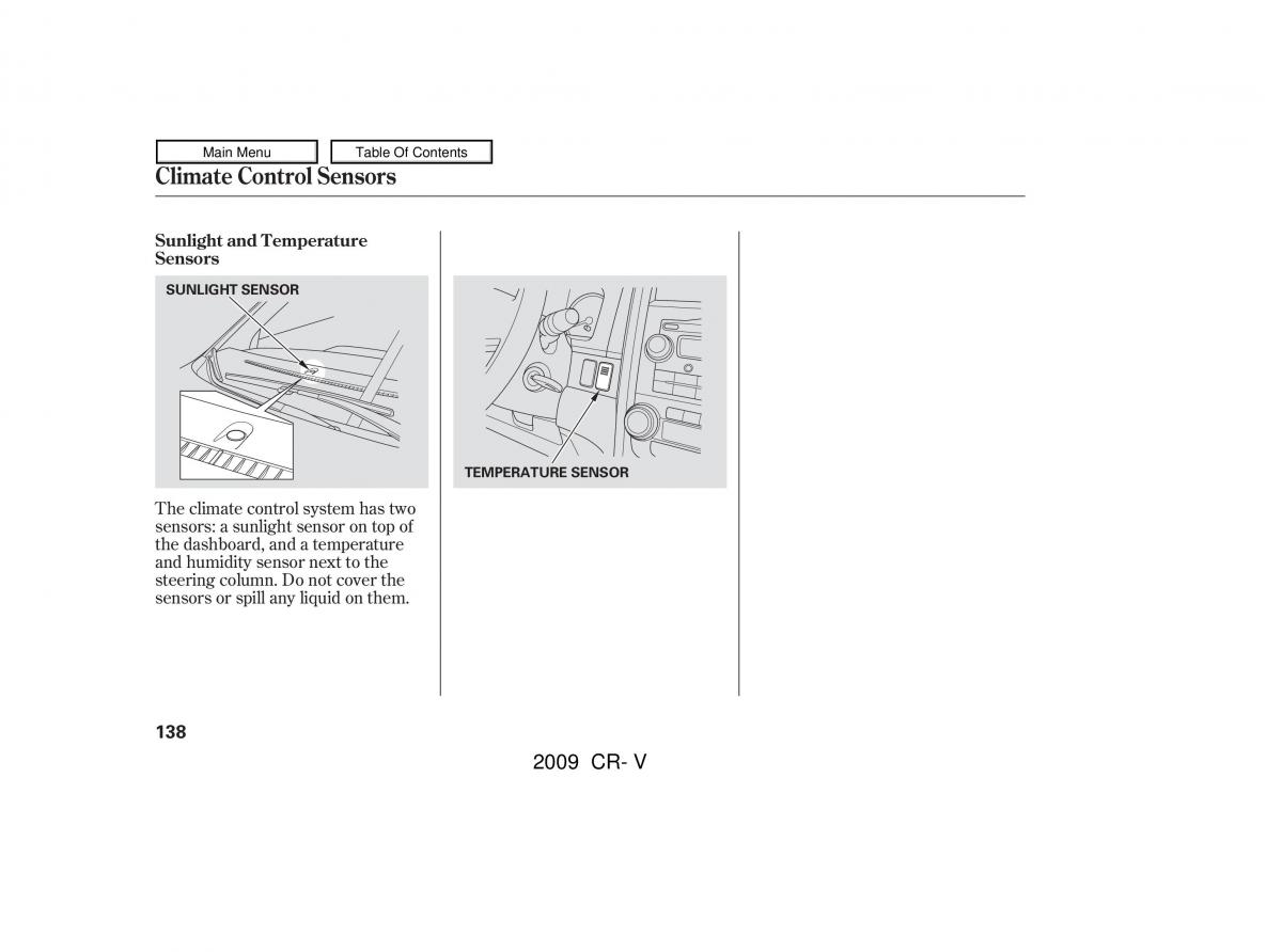 Honda CR V III 3 owners manual / page 142