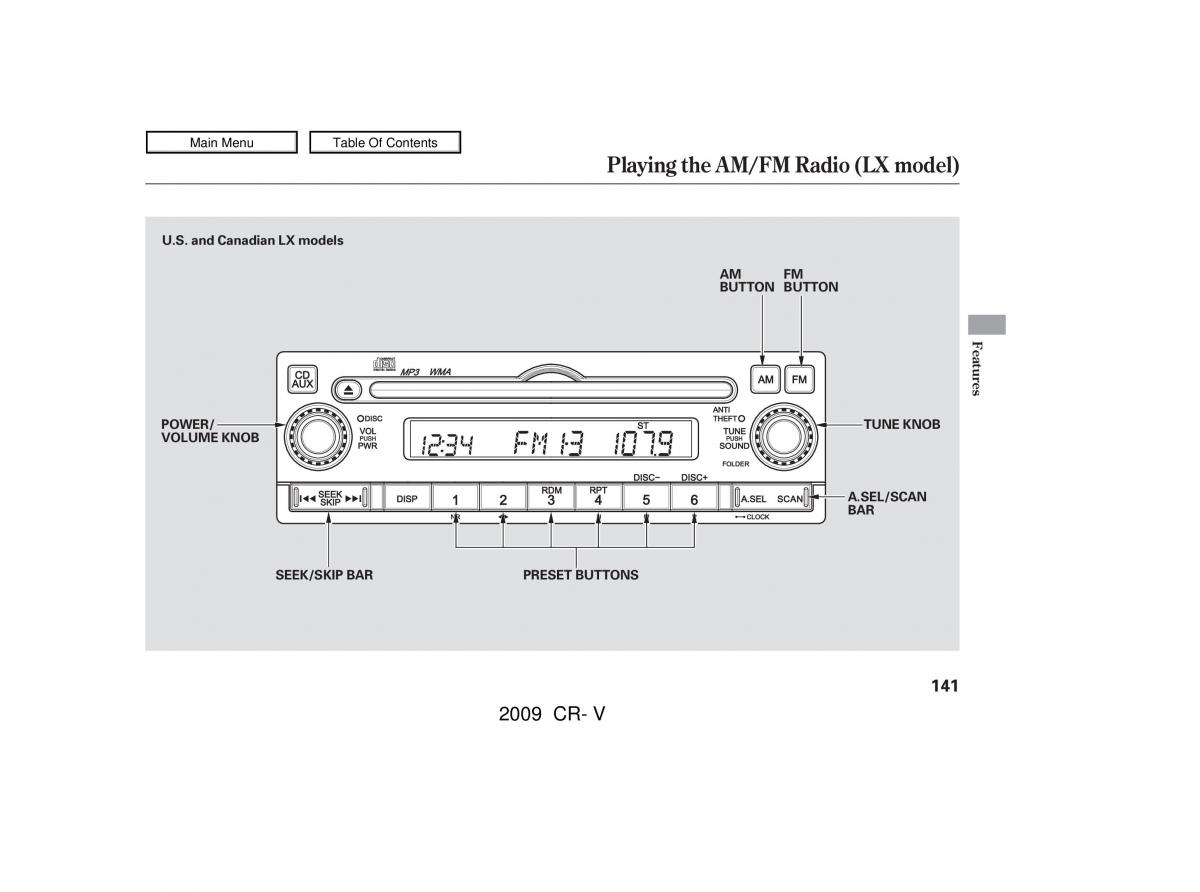 Honda CR V III 3 owners manual / page 145