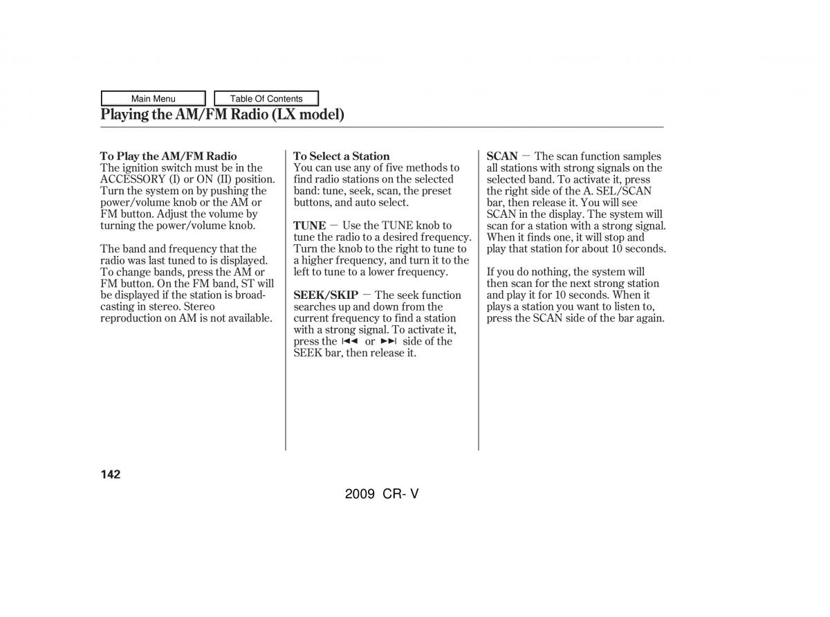 Honda CR V III 3 owners manual / page 146