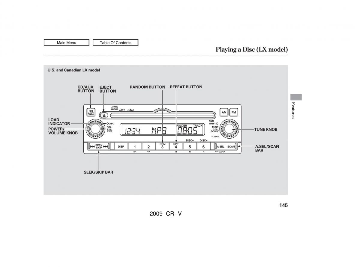 Honda CR V III 3 owners manual / page 149