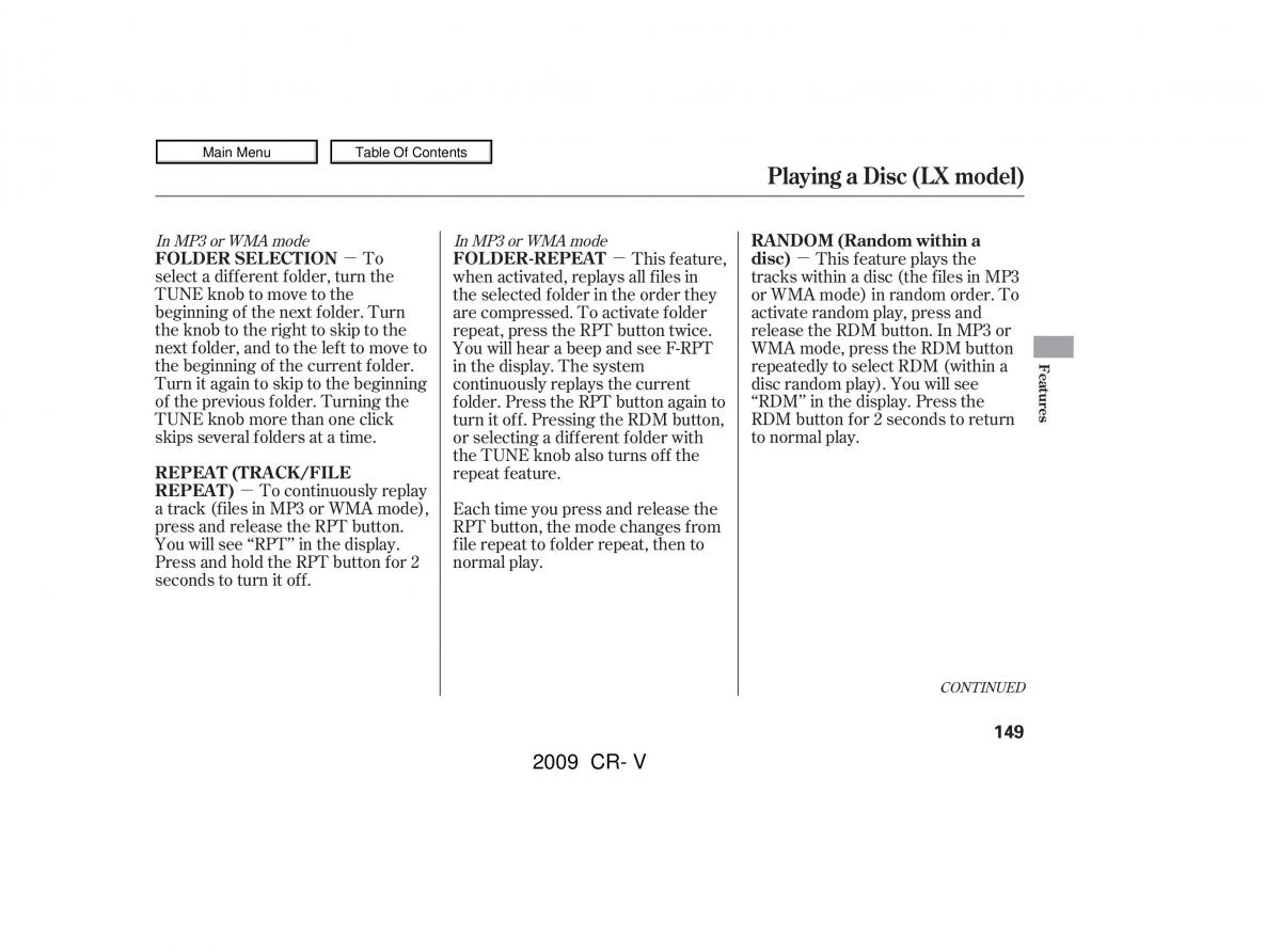 Honda CR V III 3 owners manual / page 153