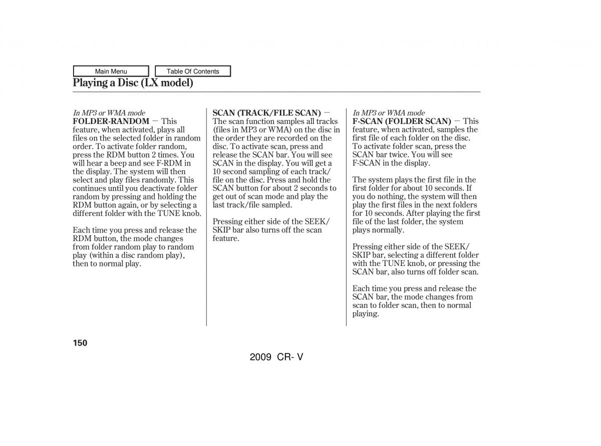 Honda CR V III 3 owners manual / page 154