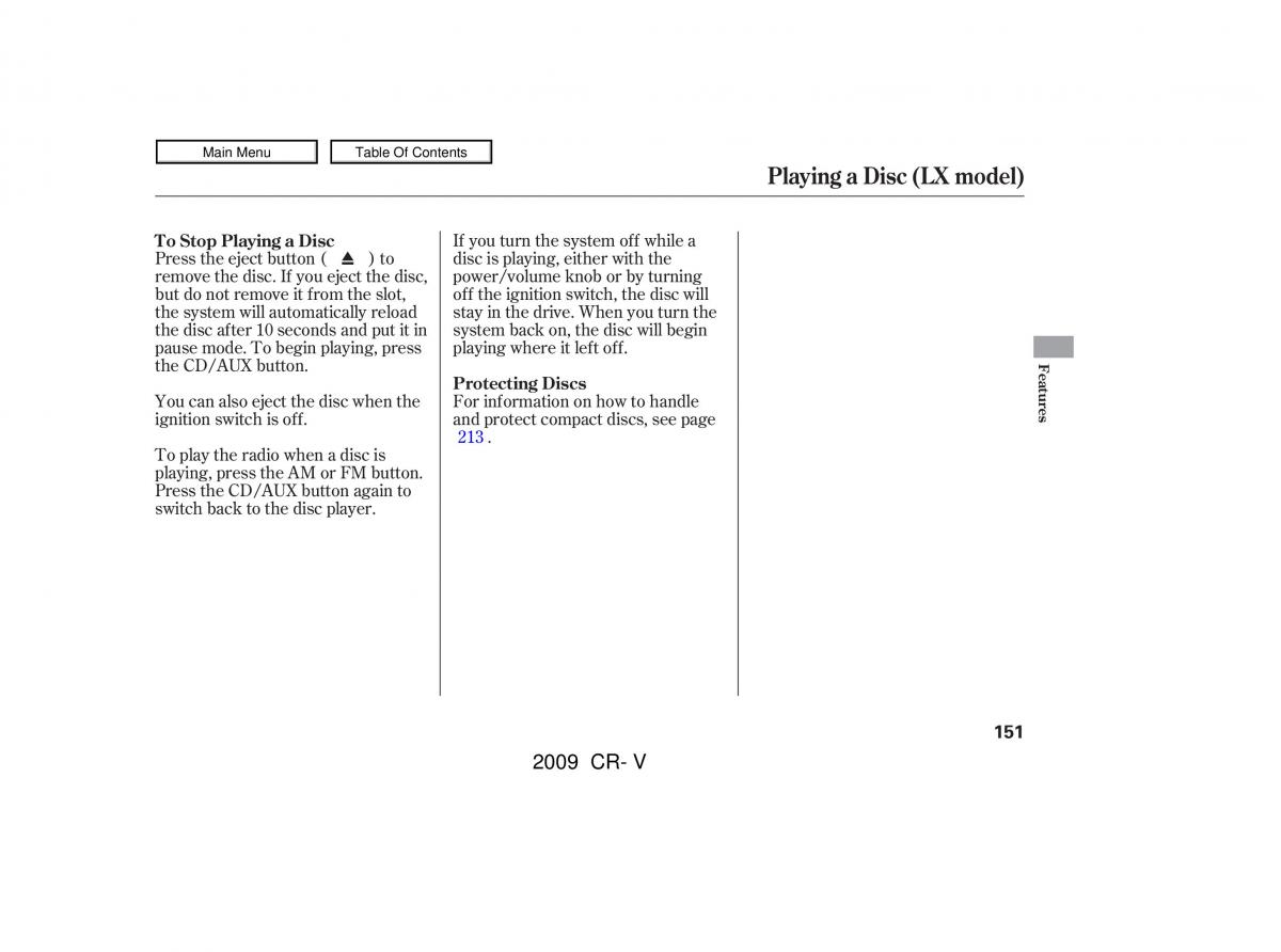 Honda CR V III 3 owners manual / page 155