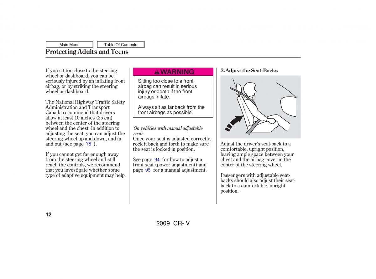 Honda CR V III 3 owners manual / page 16