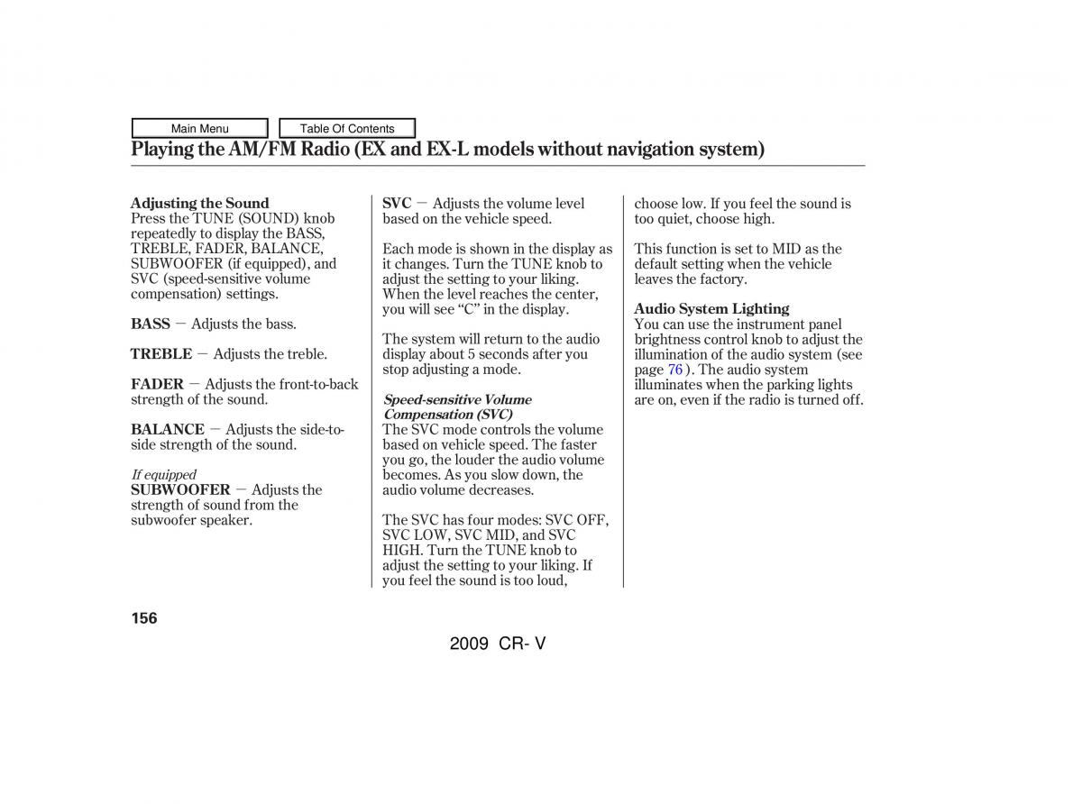 Honda CR V III 3 owners manual / page 160