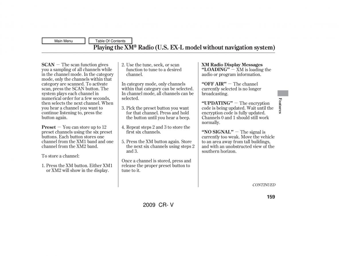 Honda CR V III 3 owners manual / page 163