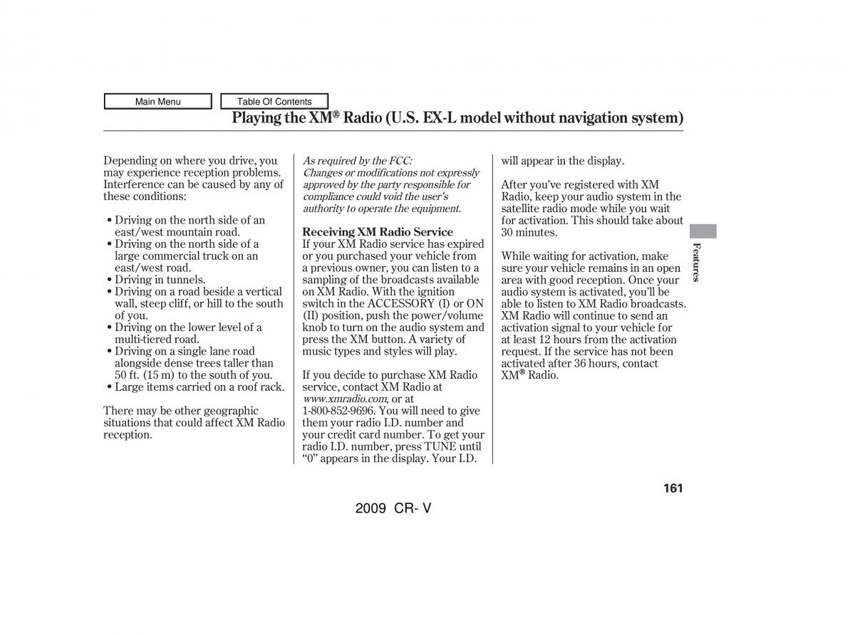 Honda CR V III 3 owners manual / page 165