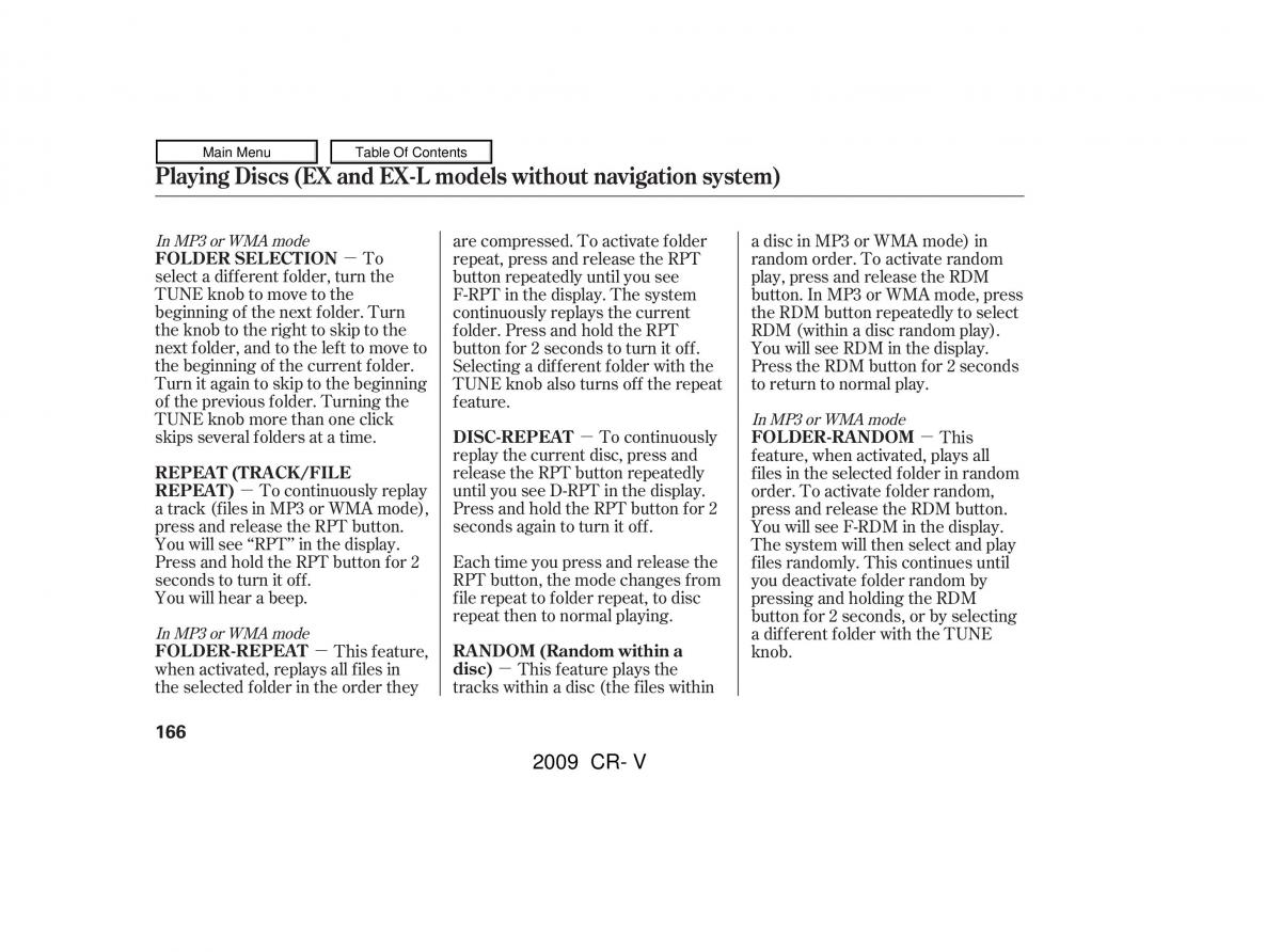 Honda CR V III 3 owners manual / page 170