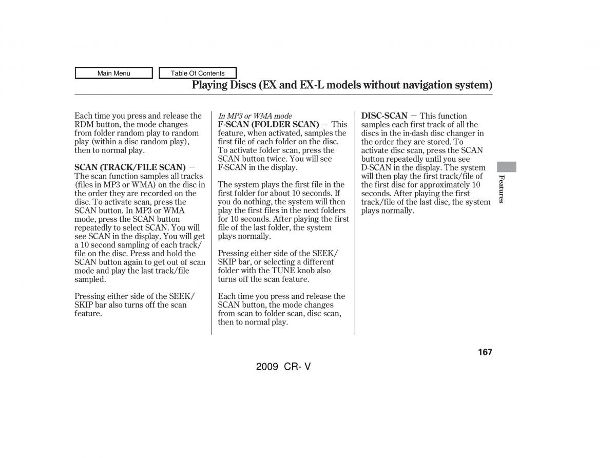 Honda CR V III 3 owners manual / page 171