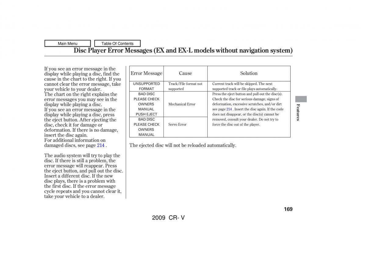 Honda CR V III 3 owners manual / page 173