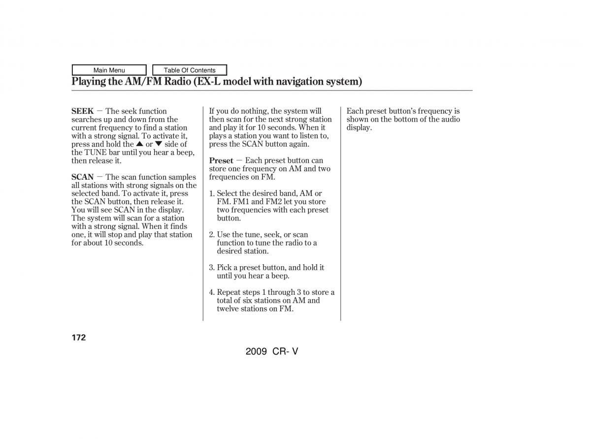 Honda CR V III 3 owners manual / page 176