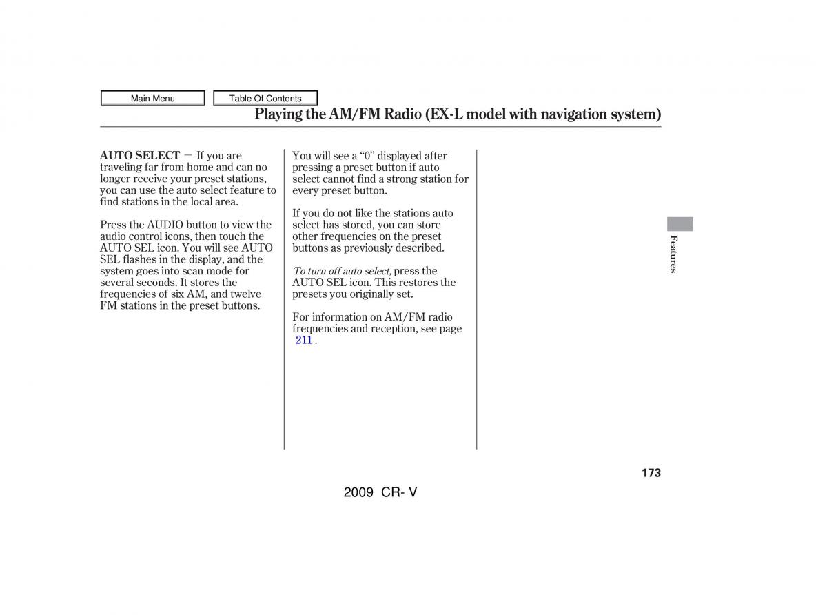 Honda CR V III 3 owners manual / page 177