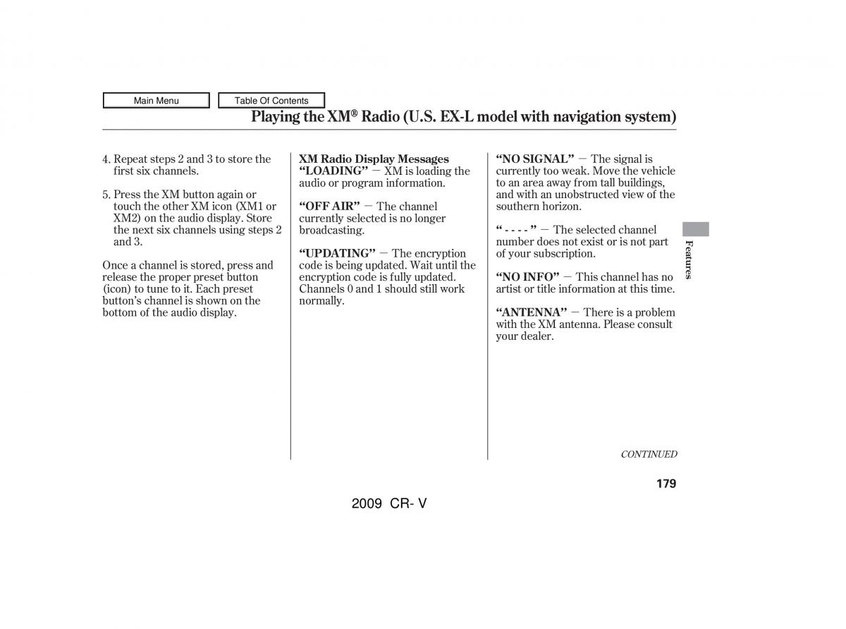 Honda CR V III 3 owners manual / page 183