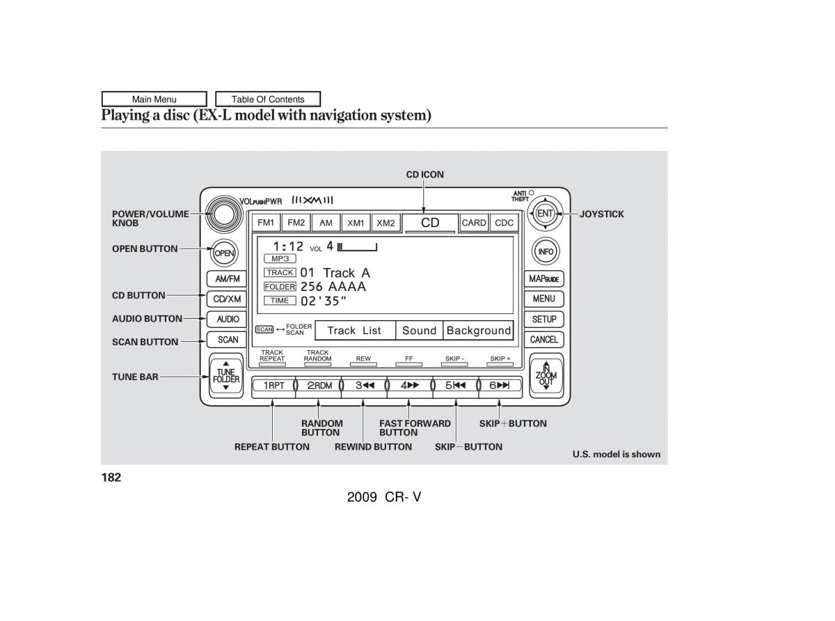 Honda CR V III 3 owners manual / page 186