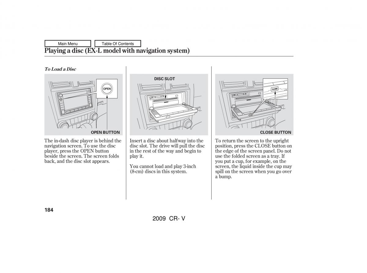 Honda CR V III 3 owners manual / page 188