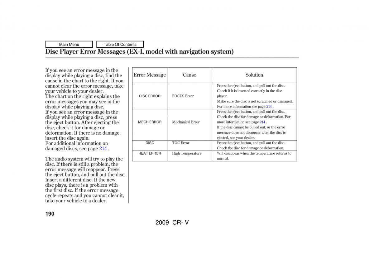 Honda CR V III 3 owners manual / page 194