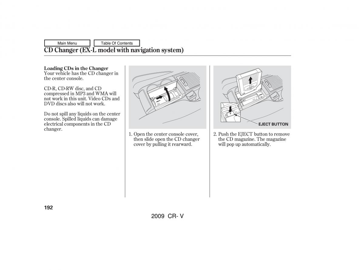 Honda CR V III 3 owners manual / page 196