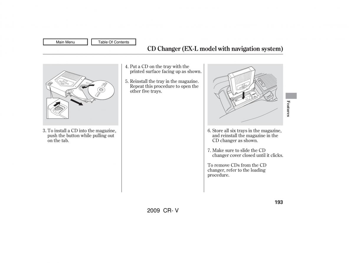 Honda CR V III 3 owners manual / page 197