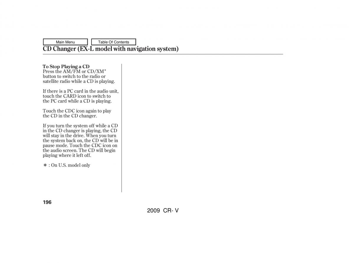 Honda CR V III 3 owners manual / page 200