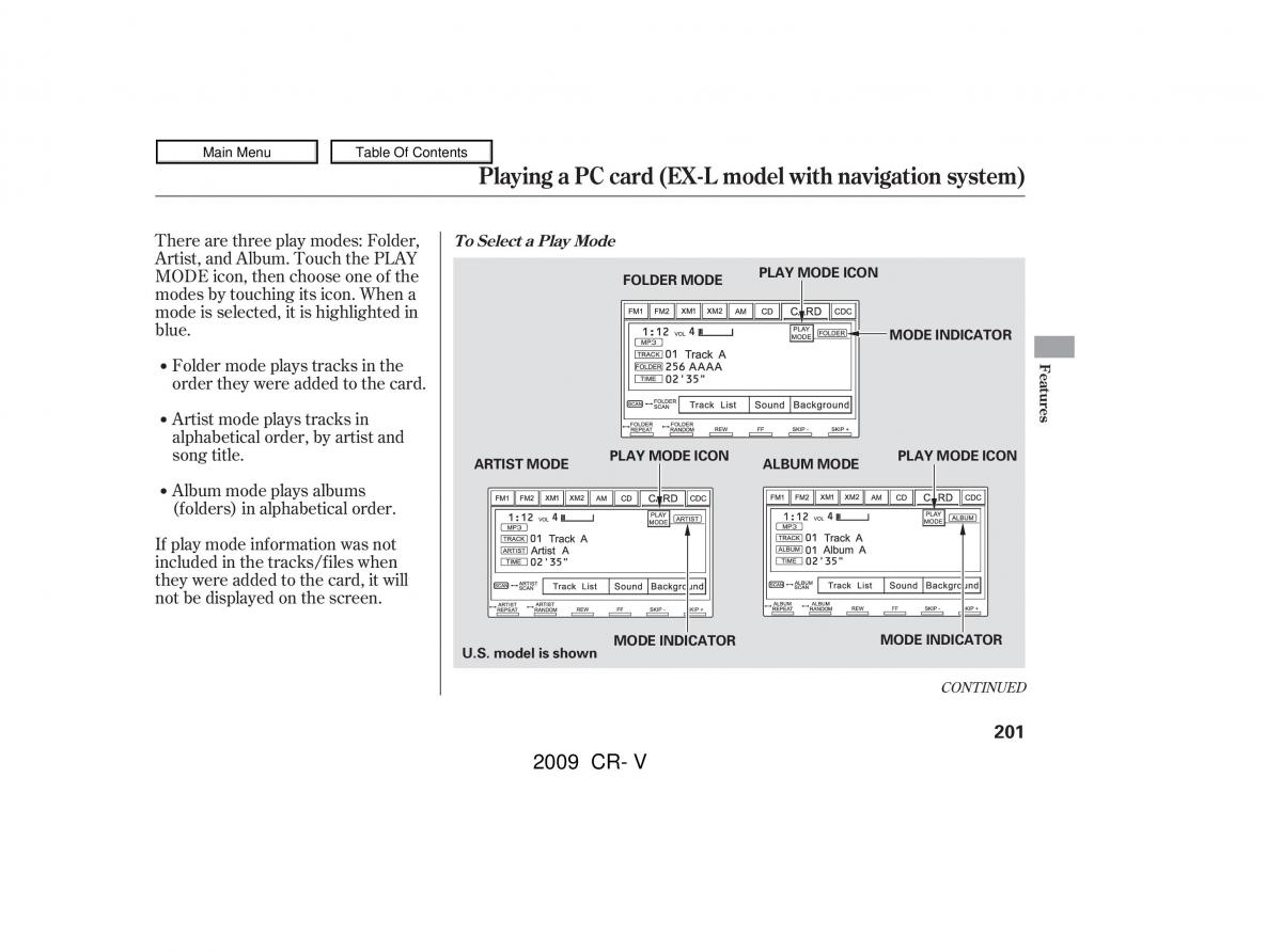 Honda CR V III 3 owners manual / page 205