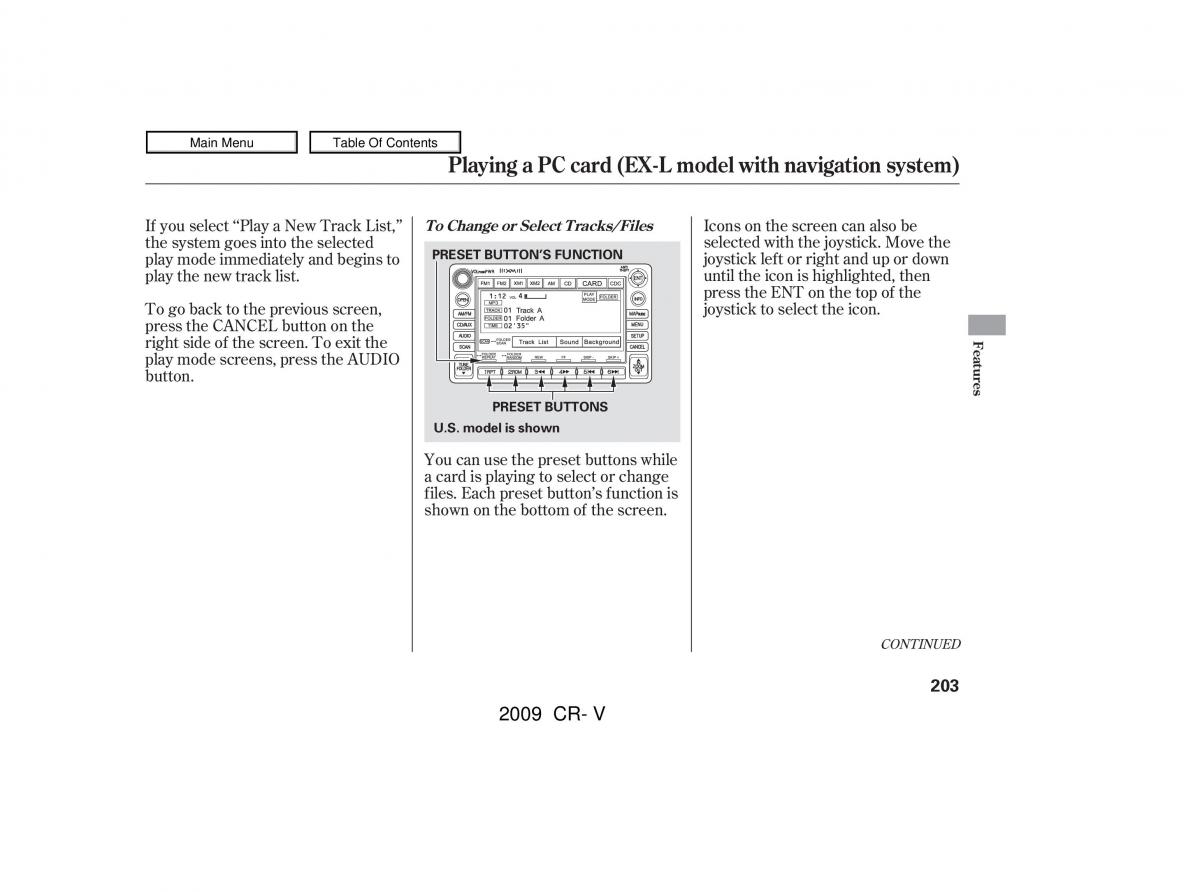 Honda CR V III 3 owners manual / page 207