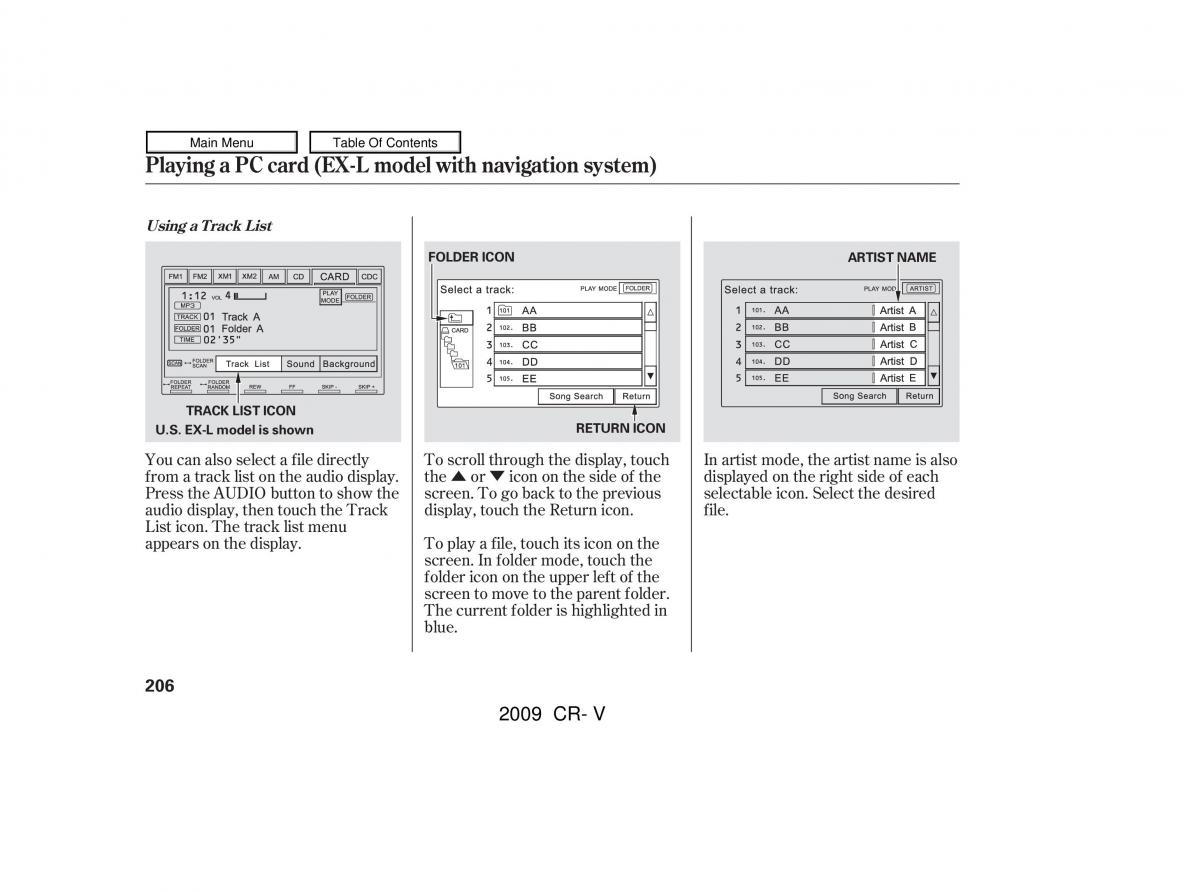 Honda CR V III 3 owners manual / page 210