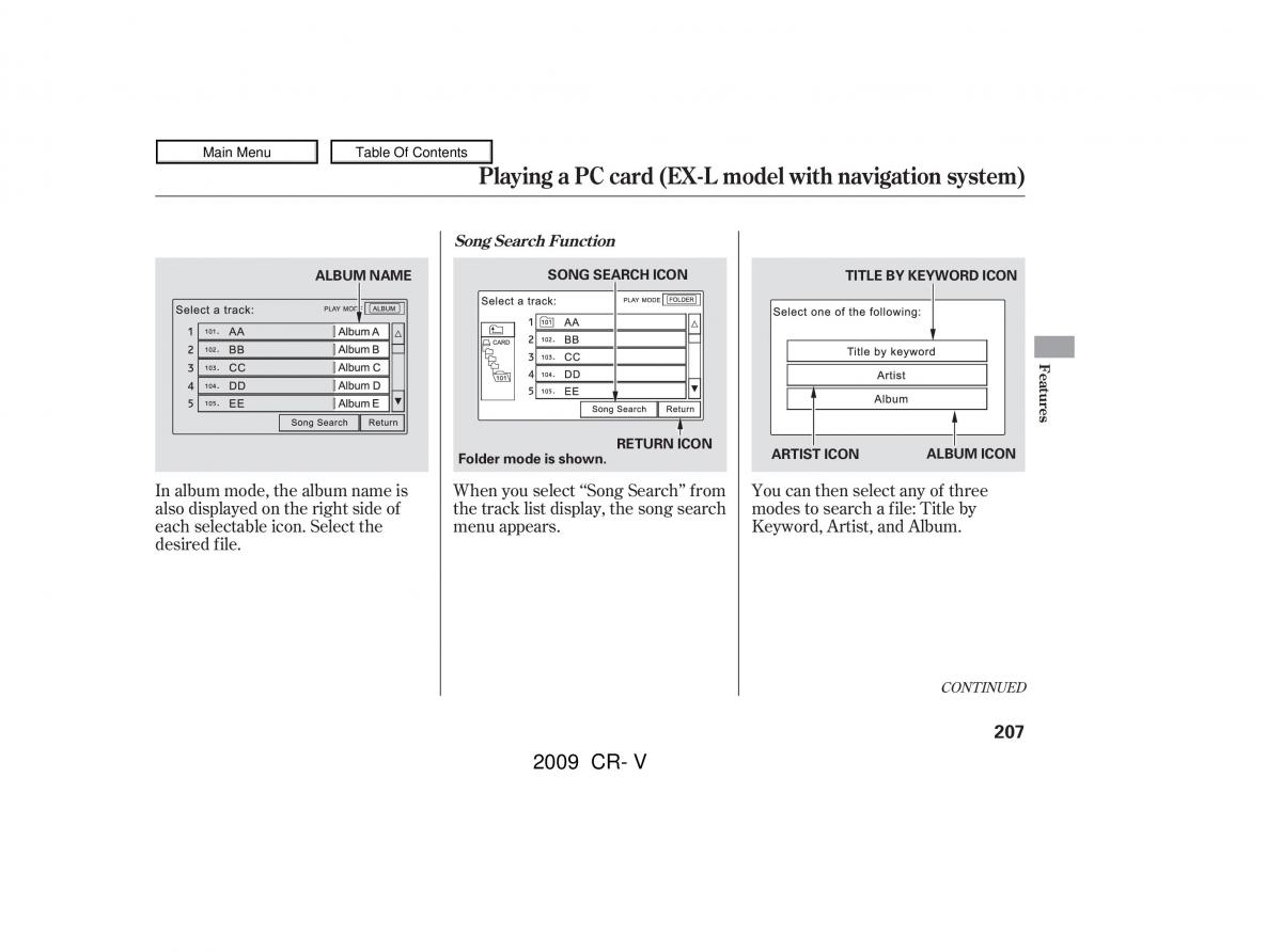 Honda CR V III 3 owners manual / page 211