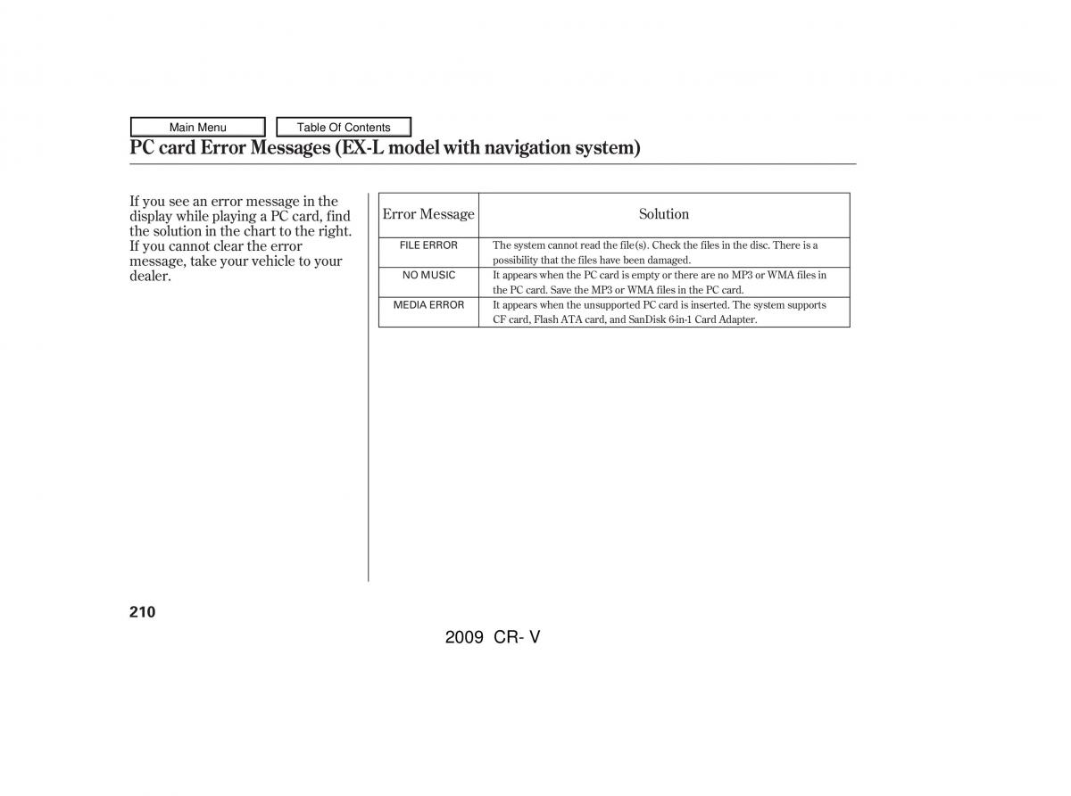 Honda CR V III 3 owners manual / page 214