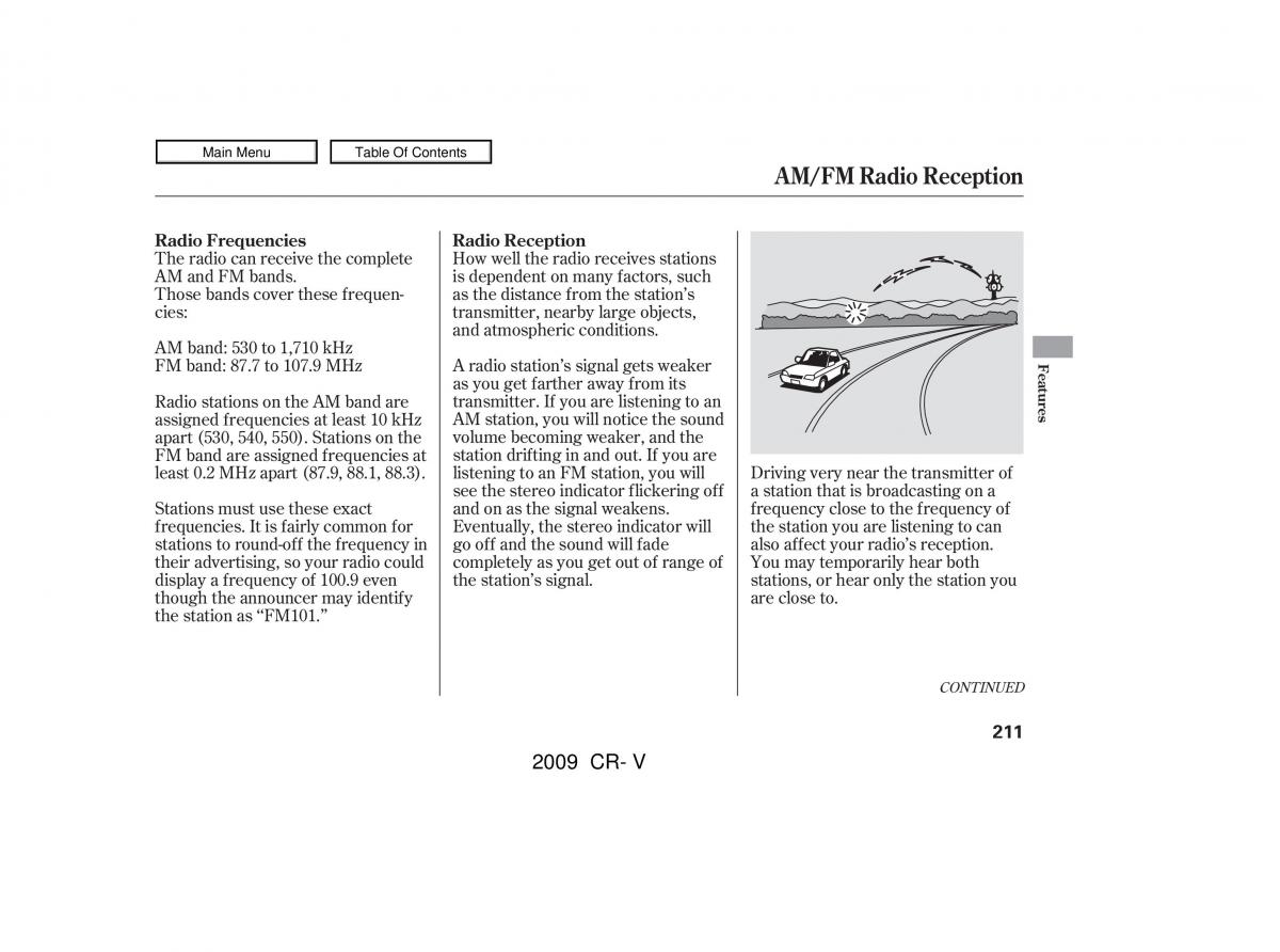 Honda CR V III 3 owners manual / page 215