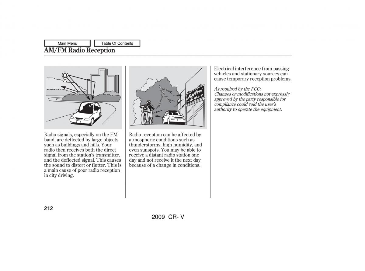 Honda CR V III 3 owners manual / page 216