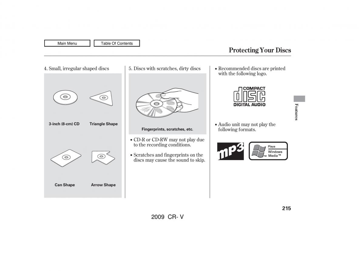 Honda CR V III 3 owners manual / page 219