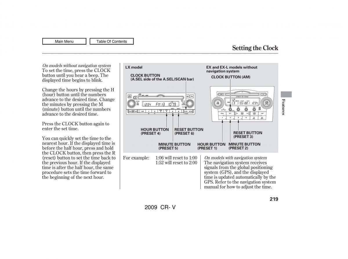 Honda CR V III 3 owners manual / page 223