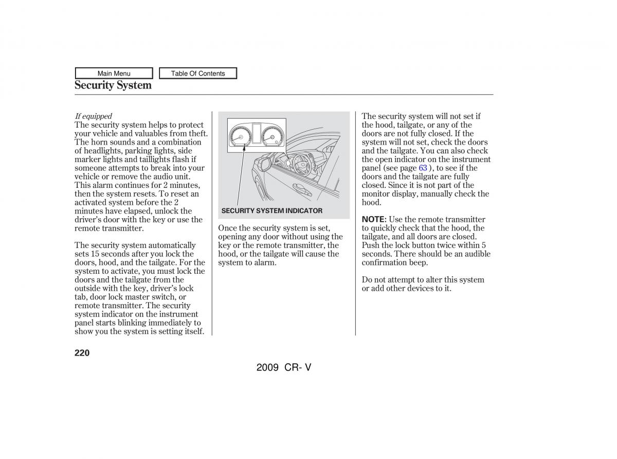 Honda CR V III 3 owners manual / page 224