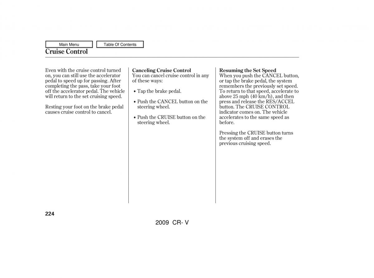 Honda CR V III 3 owners manual / page 228