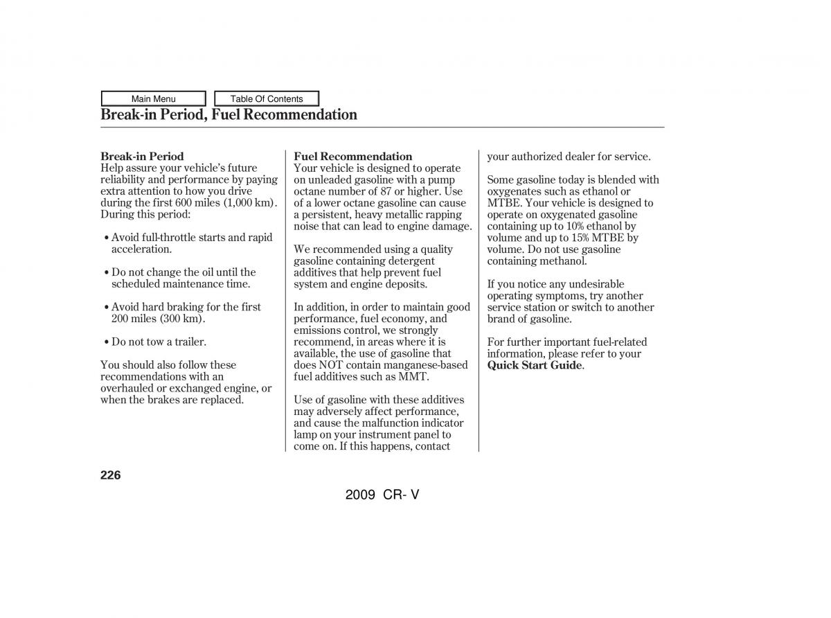 Honda CR V III 3 owners manual / page 230